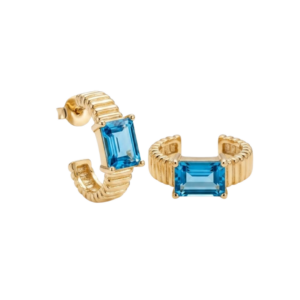 Arete Redondo Línea Rectángulo Aqua Nano
