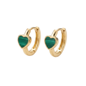 Arete Corazón Malaquita Dorado