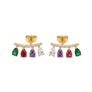 Arete Gota Circonita Blanca/Violeta