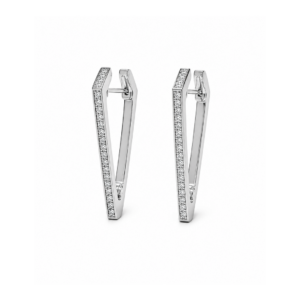 Arete Triángulo Circonita Blanca Rodiado