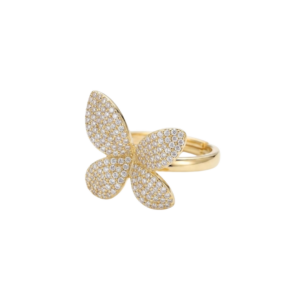 Anillo Hoja Circonita Blanca Dorado
