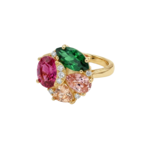Anillo Formas Mixtas Rubí/Rosa/Champagne