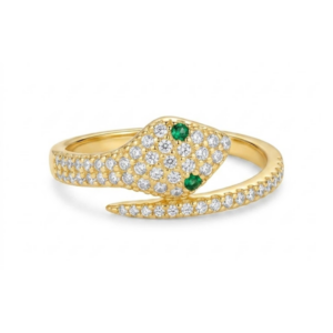 Anillo Serpiente Circonita Blanca/Esmeralda