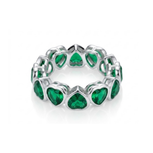Anillo Corazón Esmeralda Rodiado