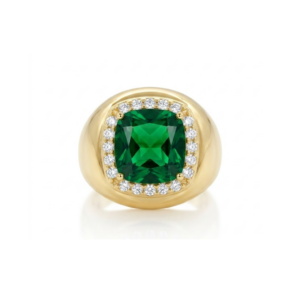 Anillo Cuadrado Blanco/Esmeralda