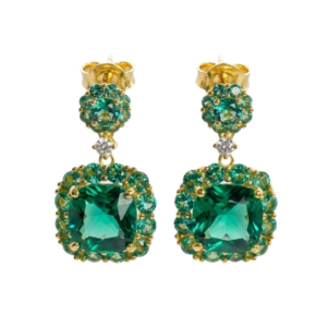 Arete Cerca Irregular Esmeralda Nano