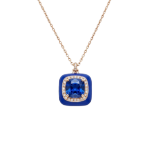Collar Esmalte Circonita Azul Lapislázuli