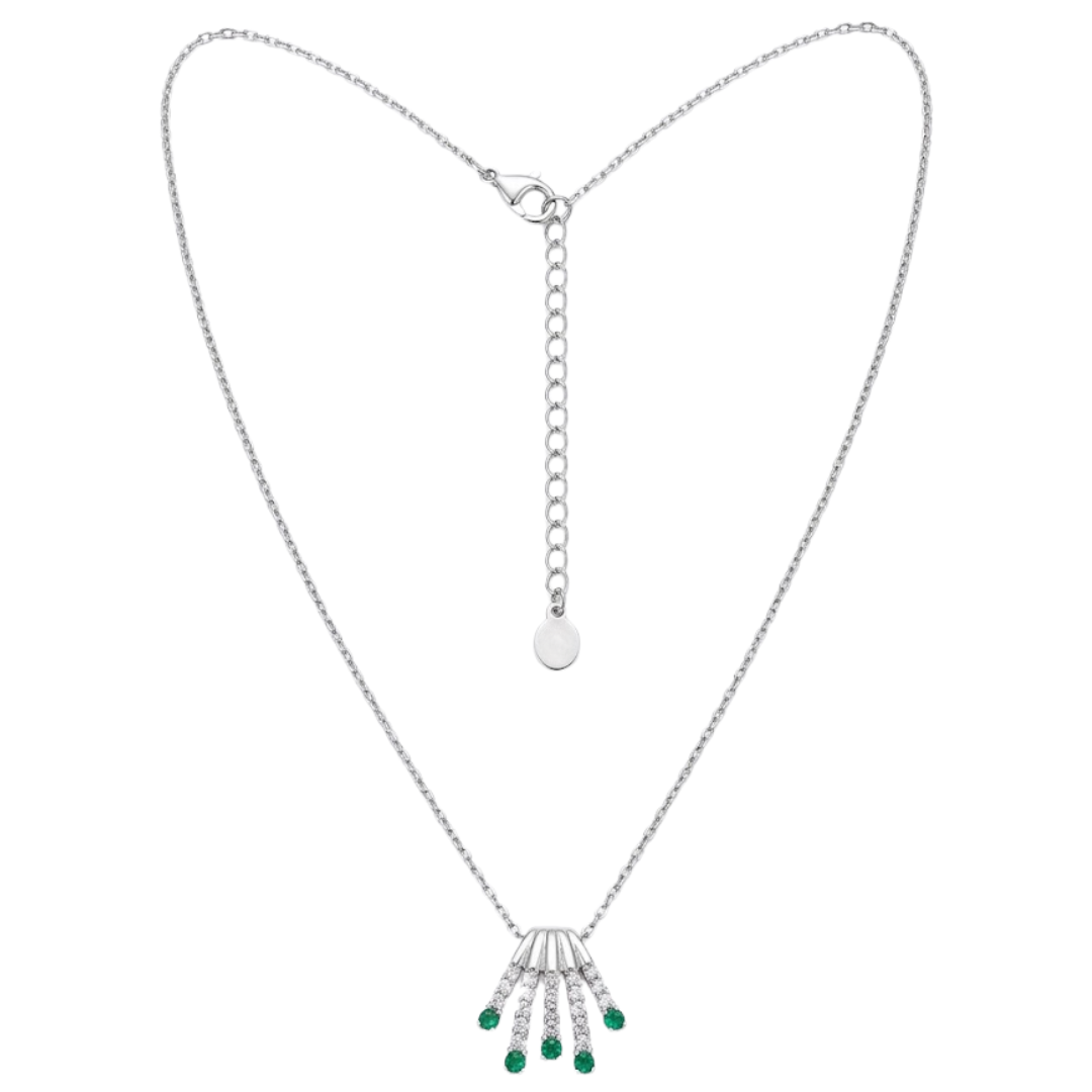Collar Línea Circonita Blanca/Esmeralda