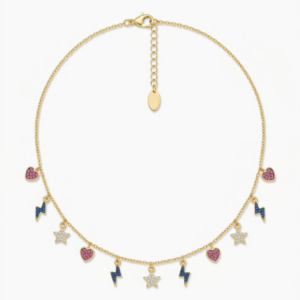 Collar Corazón Rayo Estrella Blanco