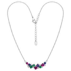 Collar Corazones Combinados Rubí/Esmeralda