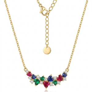 Collar Corazones Combinados Rubí/Esmeralda