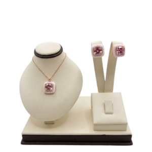 Set Rosado + Pastel Cuadrado Esmaltado con cz Rosa esmaltado/rosa