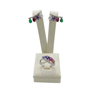 Set Multicolor Con gota blanco cz/violeta/rubí