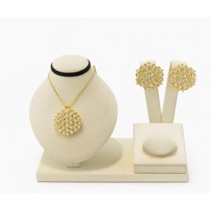 Set Flor Doradas Flor blanco cz amarillo