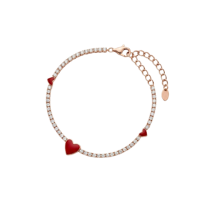 Pulsera Tenis/Corazón color Oro Rosa