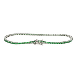 Pulsera Tenis de Plata Esmeralda 16cm