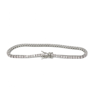 Pulsera Tenis de Plata Rosa 18cm
