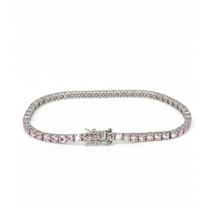 Pulsera Tenis de Plata Rosa 17cm