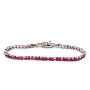 Pulsera Tenis de Plata Rubí 18cm