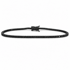 Pulsera Tenis de Plata Negra 19cm