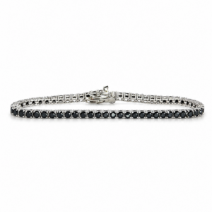 Pulsera Tenis de Plata Negra 20cm