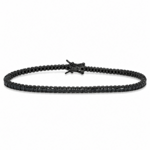 Pulsera Tenis de Plata Negra 21cm