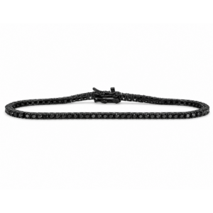 Pulsera Tenis de Plata Negra 19cm