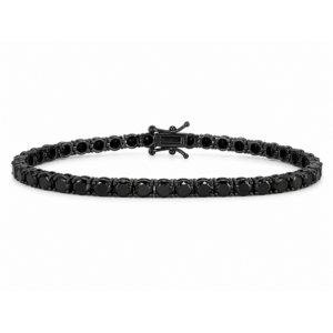 Pulsera Tenis de Plata Negra 20cm