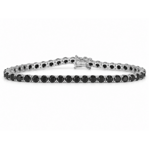 Pulsera Tenis de Plata Negra 19cm