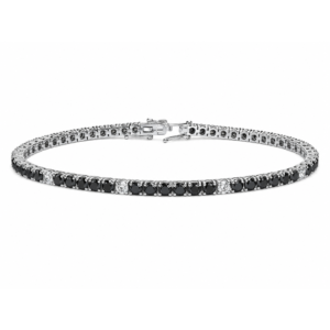 Pulsera Tenis de Plata Negra 19cm