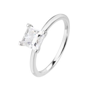 Anillo de Plata Blanco 6x6mm
