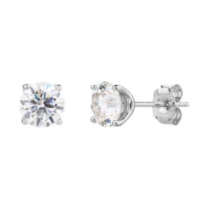 Aretes de Plata Blanco 6mm