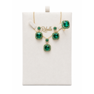 Set verde+ dorado flor cerca irregular nano esmeralda 11