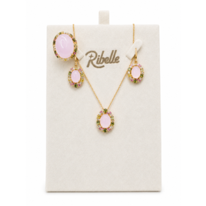 Set Perla Rosa Cabe óvalo lechoso rosa