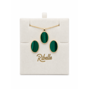 Set Verde ovalado malaquita natural