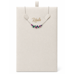 Collar Corazones Combinados Rubí/Esmeralda