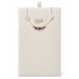 Collar Corazones Combinados Rubí/Esmeralda